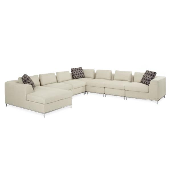 Michael Amini Beverly Blvd Fabric 7 pc Sectional 0684SEC-CREAM-13 IMAGE 1