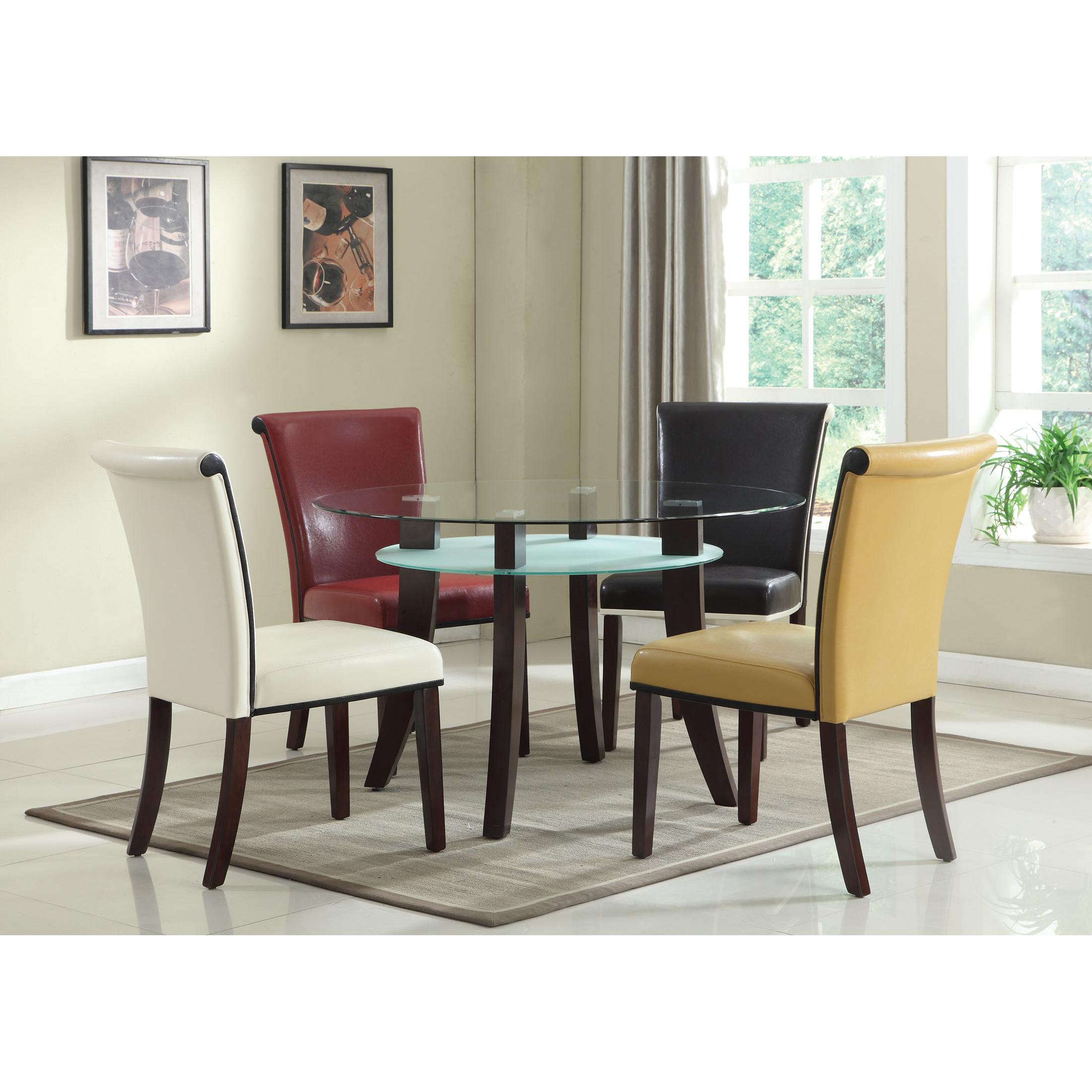 Acme Furniture Round Jafar Dining Table with Glass Top 71530