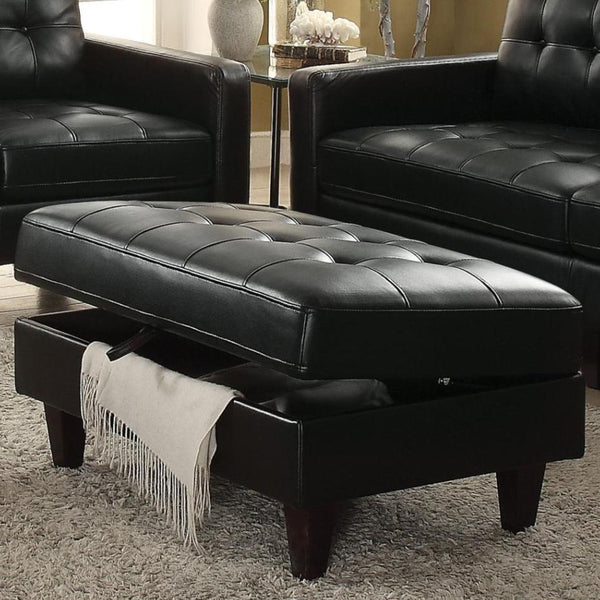 Acme Furniture Nate Fabric and Leather Look Storage Ottoman 50268 IMAGE 1