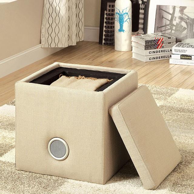 Furniture of America Rythmo Fabric Storage Ottoman CM-AC122IV IMAGE 2