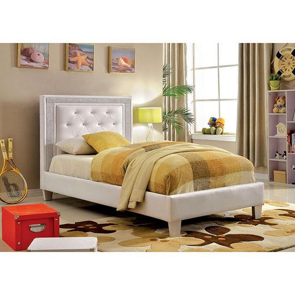 Furniture of America Lianne Twin Upholstered Platform Bed CM7217WH-T-BED-VN IMAGE 1