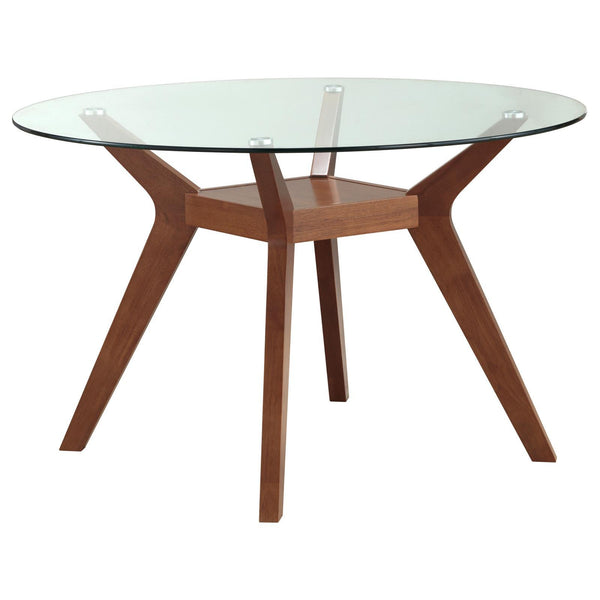 Coaster Furniture Round Paxton Dining Table with Glass Top and Pedestal Base 122180/CB48RD-6 IMAGE 1